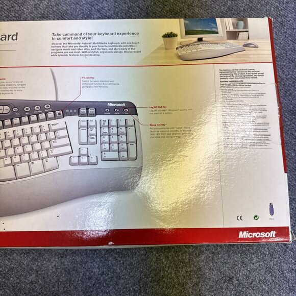 NEW Microsoft Natural Multimedia Keyboard Ergonomic Design WIN32 / PS2 K50-00100 - Picture 4 of 11